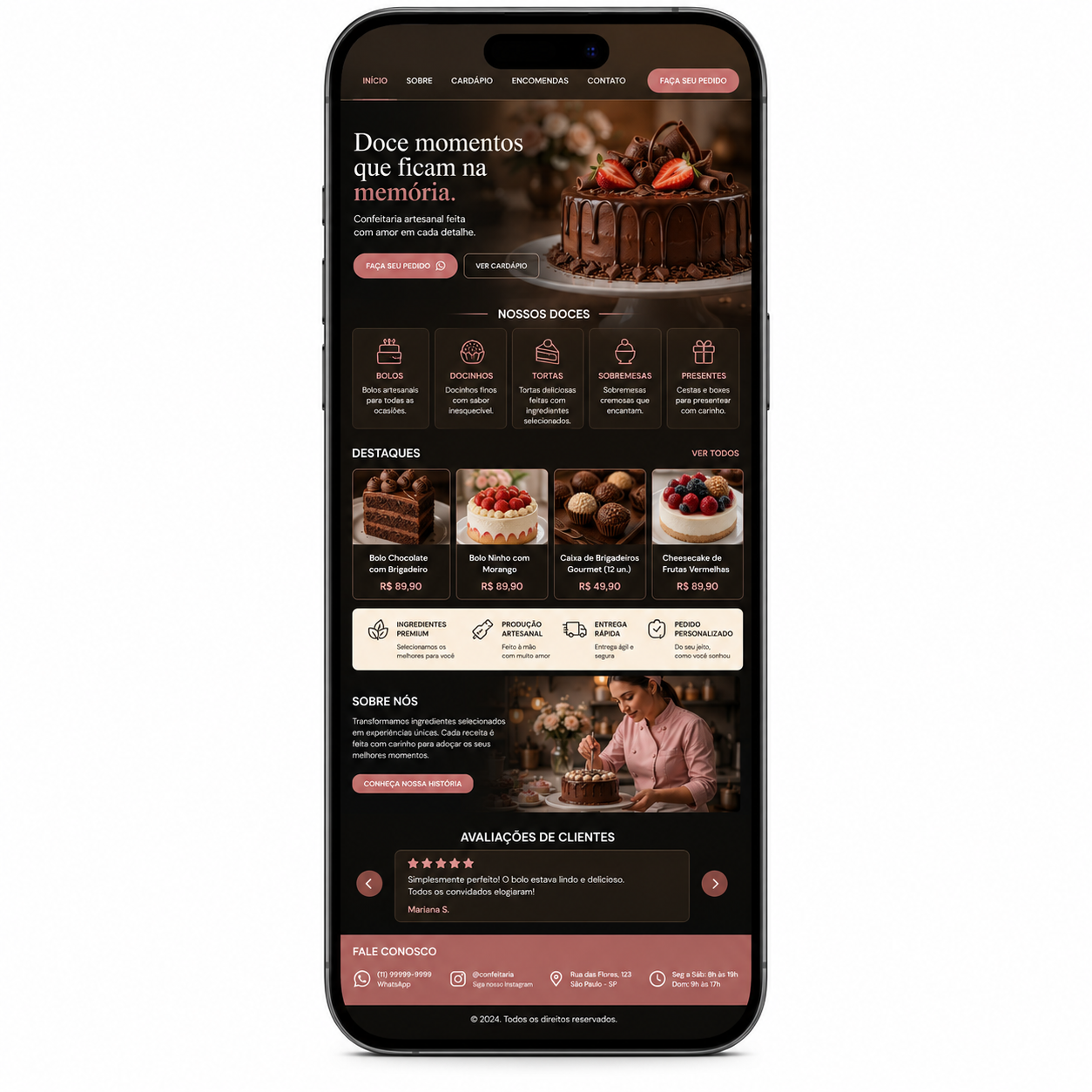 Mockup site confeitaria MAGINUSS