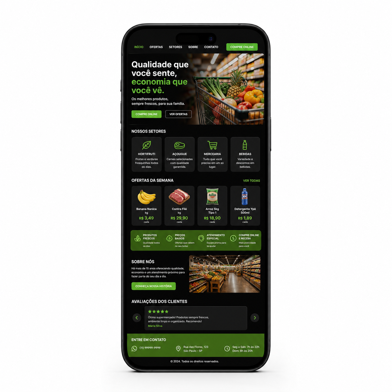 Mockup site supermercado MAGINUSS