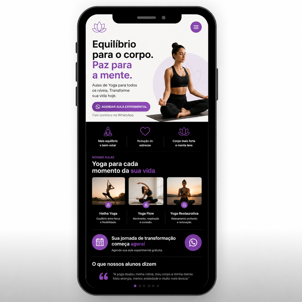 Mockup site estúdio de yoga MAGINUSS